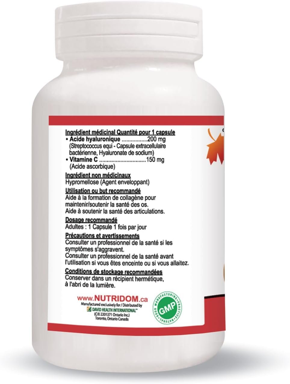 Nutridom Hyaluronic Acid Supplements, 60 Veggie-Capsules, 200mg of Hyaluronic Acid with 150mg of Vitamin C, All Natural, Non-GMO, Vegan, Gluten-free, Dairy-free, and Soy-free