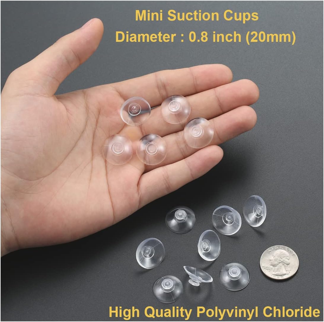 12 Pieces 0.8 inch Mini Clear Suction Cups for Glass, Without Hooks Without Holes, Plastic Sucker Pads for Festival Decoration Home Organization Window Car