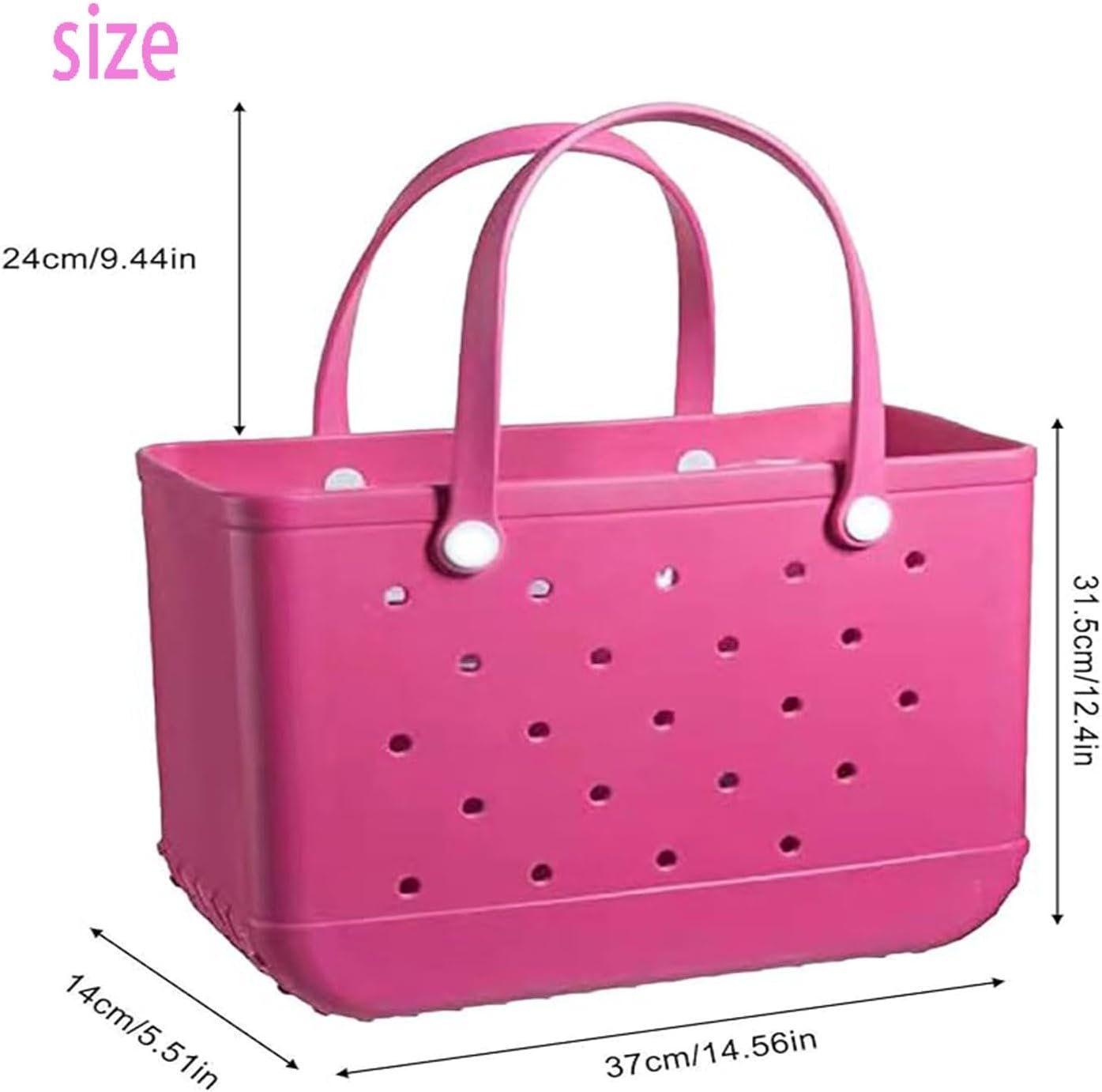 Women Outdoor Rubber Tote Bag,Sports Washable Rubber Tote Bag with Holes | Women's Portable Travel for Beach Sports Swimming Pool