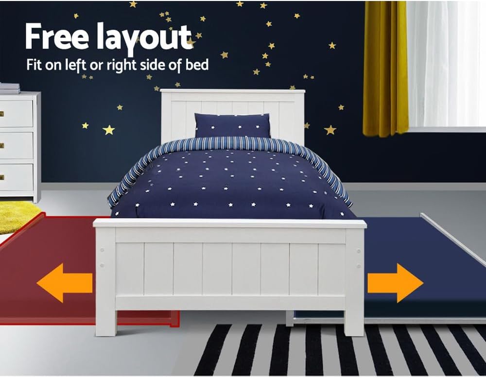 Bed Frame King Single Wooden Trundle Daybed White Furniture Bedroom Sleep