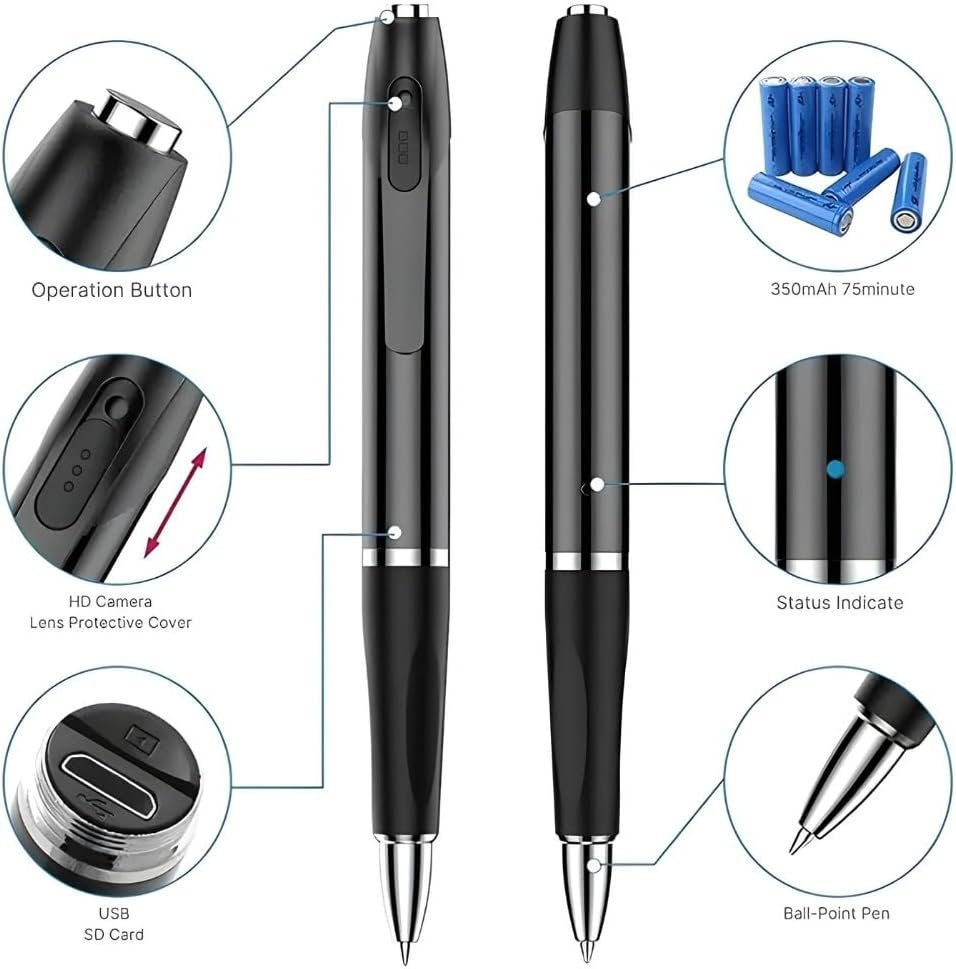 GoFu Hidden Spy Camera Pen, HD 1080P Mini Portable Black Secret Camera with 32GB Micro SD Card, Pocket Cam Recorder for Video & Photo & Audio Recording up to 75 Minutes