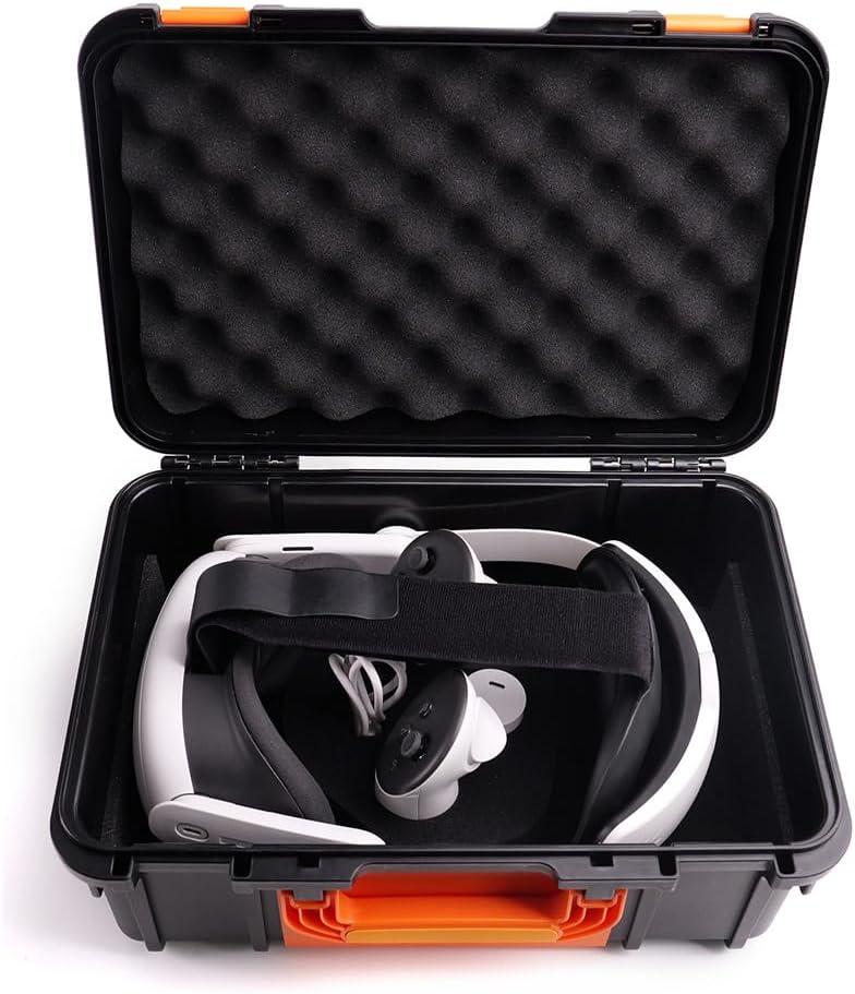 Meta Quest 3S Bag, Travel Case, Shockproof EVA Hard Shell Case, Anti-Scratch Organizer Divider Box Compatible with VR Accessories
