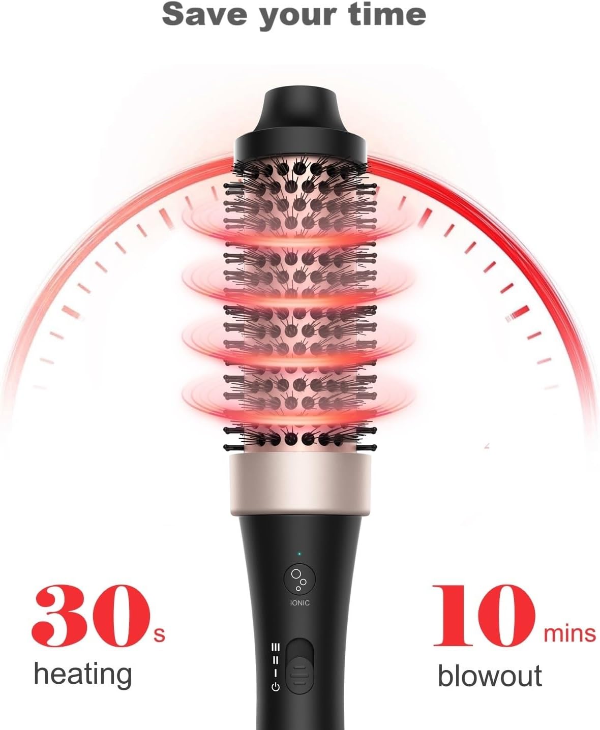 Ionic Thermal Brush Blowout Hot Brush 1.5 Inch Heat Hair Curling Brush 30s Fast Heated Round Brush Hair Styling Brush Dual Voltage Hot Curling Iron Brush for Easy Blowouts Styling
