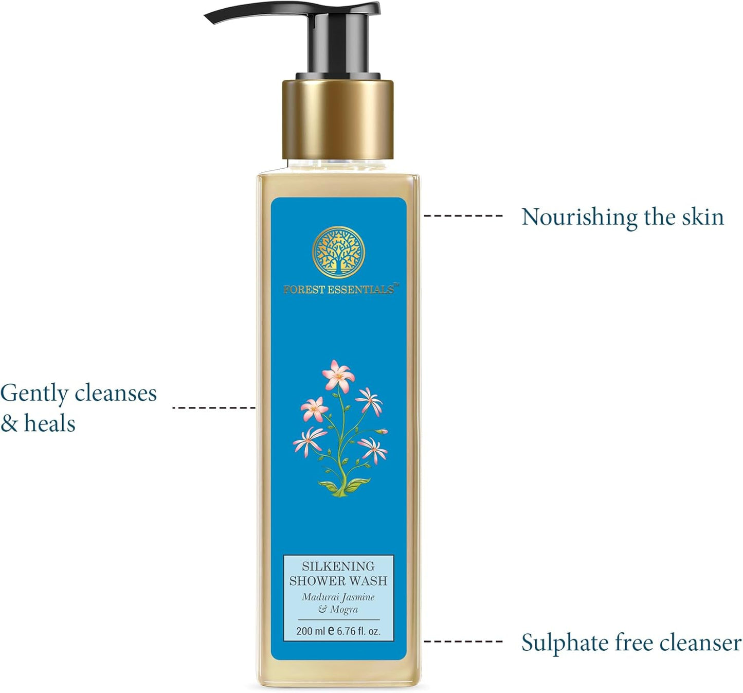 Forest Essentials Madurai Jasmine and Mogra Silkening Shower Wash, 200 ml