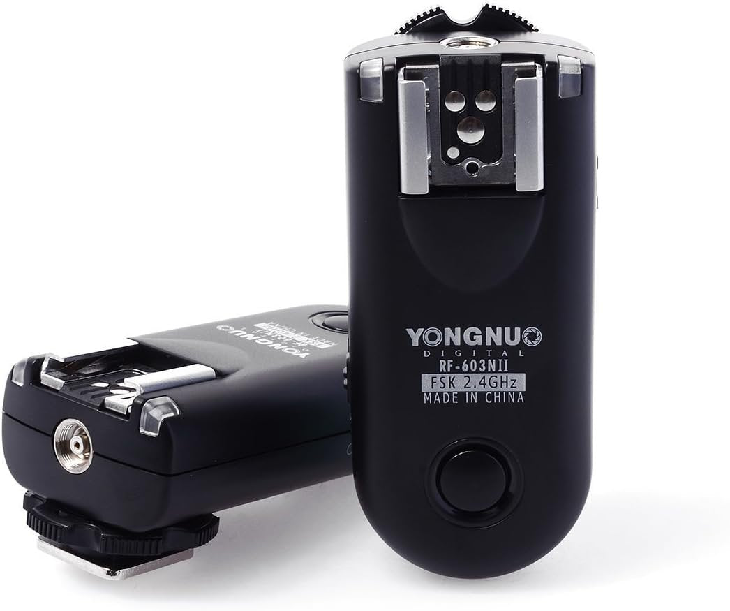Yongnuo RF-603 N II – 2 Wireless Trigger Kit for Nikon Cameras (2.4 GHz, 120 m, AAA), Black