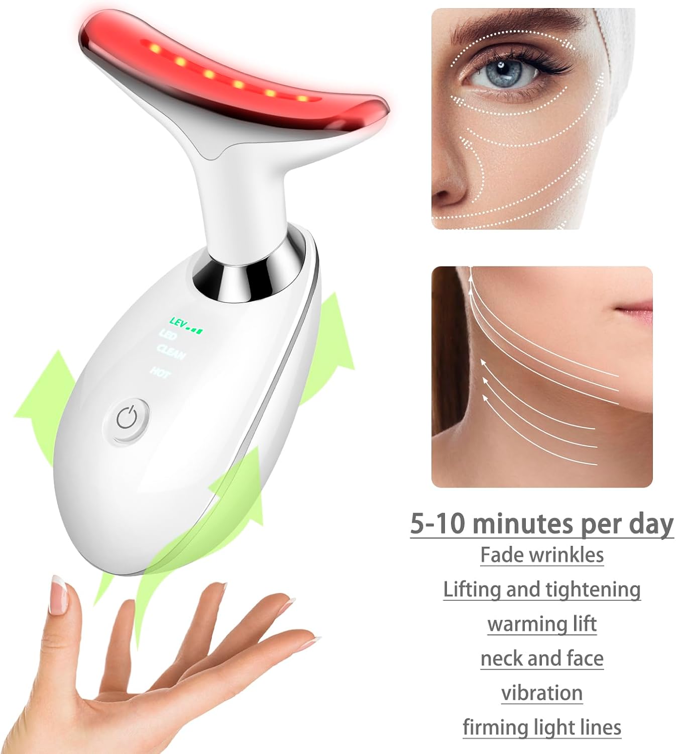 NTZ Facial Massager for Face and Neck, Face culpting Wand with 7 Color, Red-Light-Therapy-for-Face and Neck Tool for Skin Care