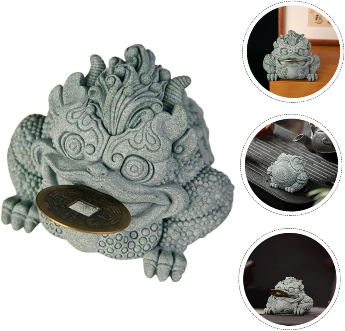 LIFKOME Statua Di Rospo Decorativa Cinese Oggettistica Per Casa Statuetta Tea Pet