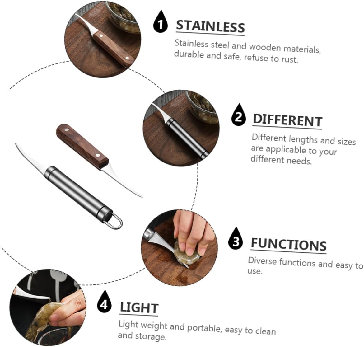 SOLUSTRE 2 Set Taglia Gamberetti Gadget da Cucina Dispositivo di Rimozione Utensile Strumento da Cucina Attrezzo Apri Gamberetti Lama di Gamberi Acciaio Inossidabile 2 Pezzi*2