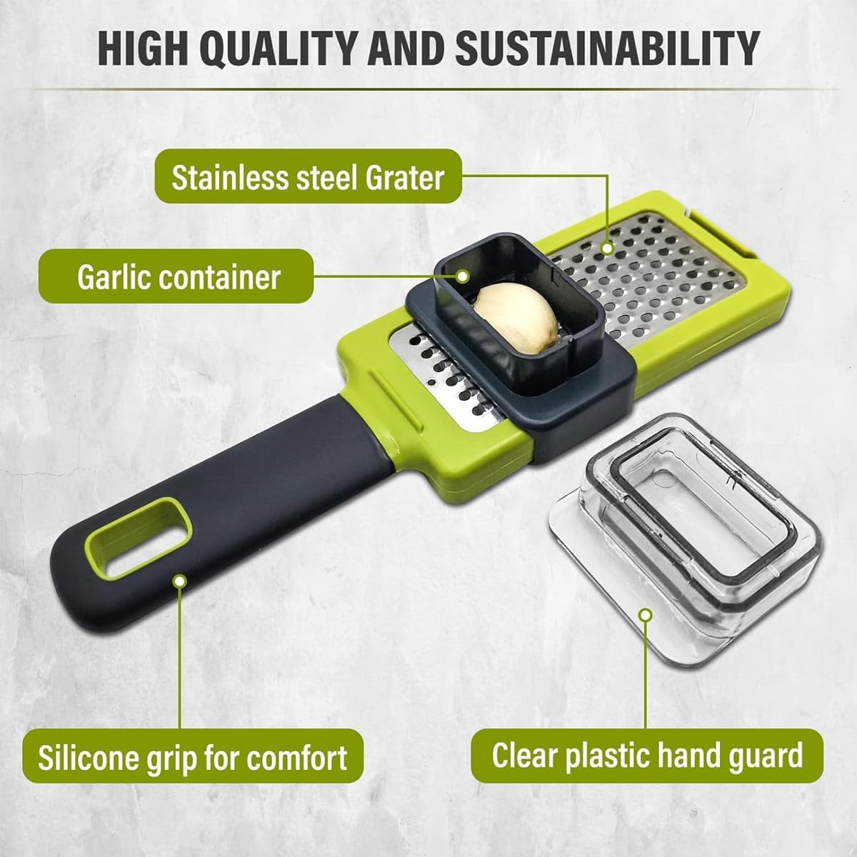 AIMALL 2-Piece Multifunctional Manual Garlic Grinder, Durable Kitchen Gadget for Garlic, Vegetables, Easy-Clean 8-Inch Stainless Steel Tool