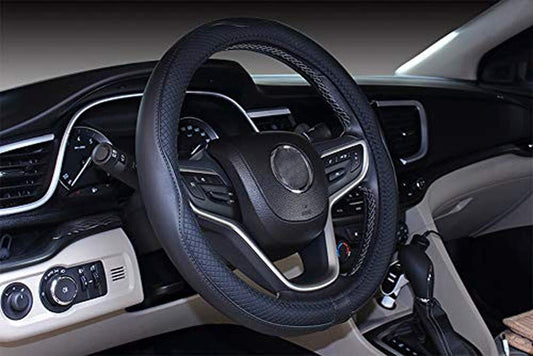 2019 New Microfiber Leather Car Steering Wheel Cover for Women (Black, 14.5-15''(for Most Cars))