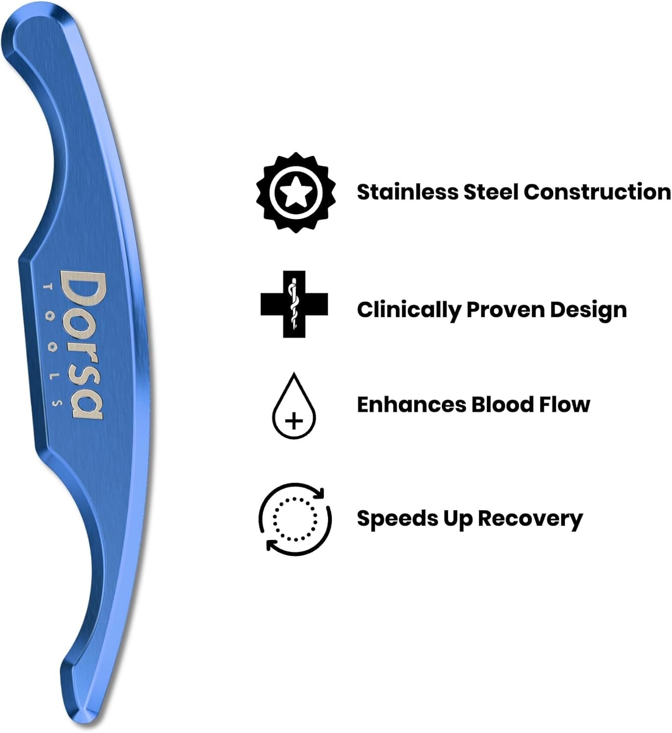 DORSA TOOLS Original Myofascial Release Tool for Muscles and Soft Tissue Mobilization - Stainless Steel Muscle Scraper Tool - Chiropractor Tools for Physical Therapy