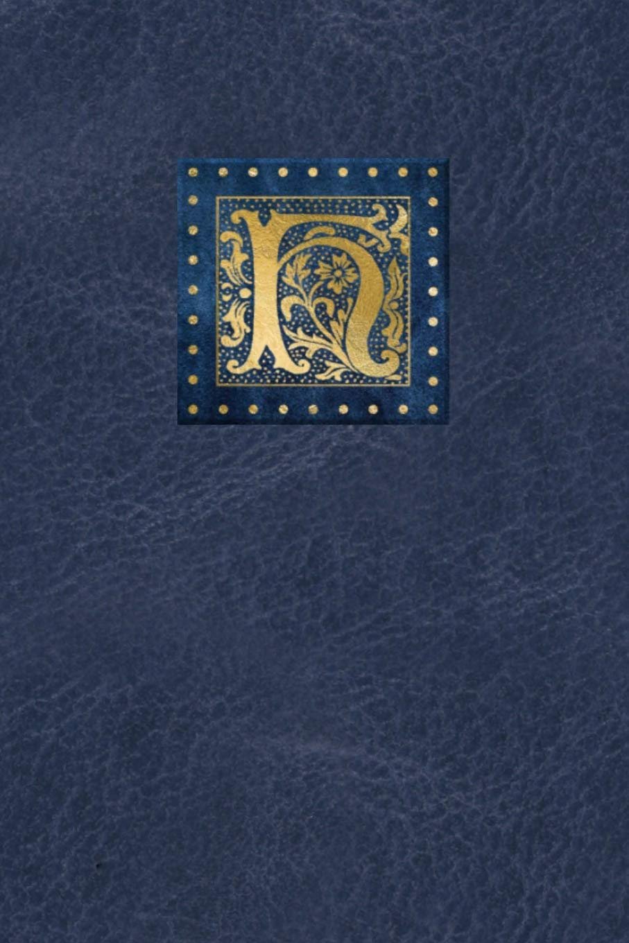 Daily Journal: Monogram Initial H on Blue Leather Look Background - Old English Gold Gilded Look Letter For Men or Women. 6 x 9 Planner, Notebook, Diary 150 pages of Personal Writing Space