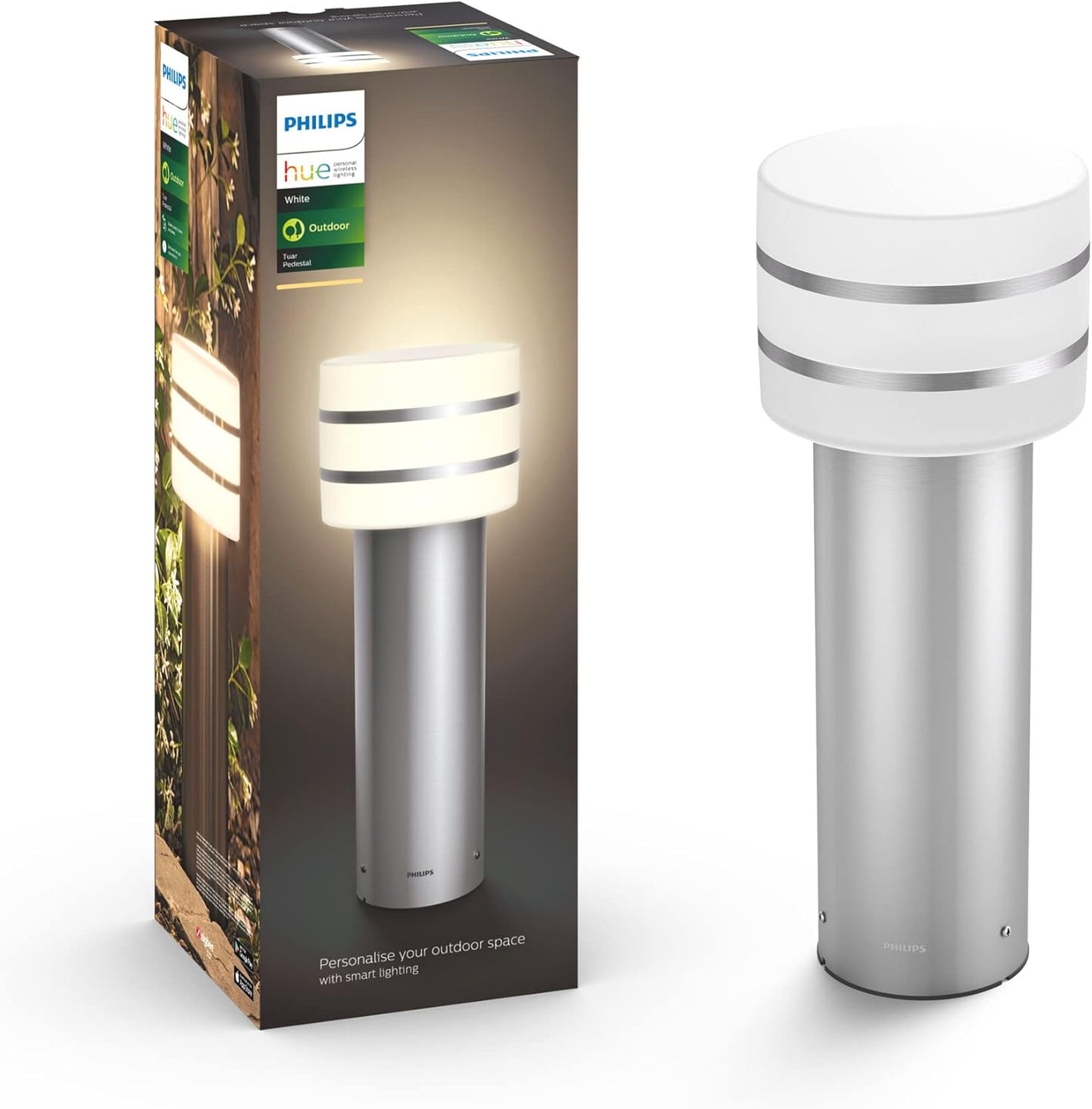 Philips Hue White Tuar, Paletto LED Smart da Esterno, Luce Bianca, Alluminio