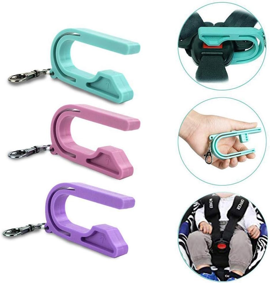 The Car Seat Key Car Seat Safety Buckle Key Chain Anti Escape Child Safety Belt Keychain Easy Buckle Release Tool (2pcs, Light Blue)