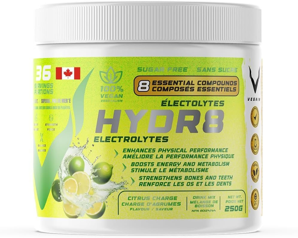 HYDR8 Electrolytes - Citrus Charge - 36 Servings | All-Natural Ultimate Hydration Blend | Zero Sugar, No Artificial Colours/Flavours | Banned Substance Free