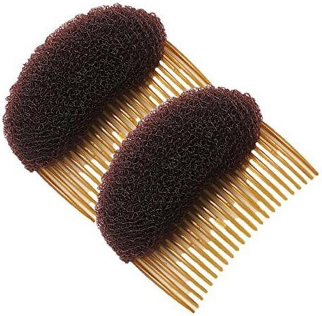 2pcs Professional Style Oversized Hair Clips with Combs Charming Volume Inserts Bump It Up Hair Comb Coat Rack Sandwich Maker Tool Accessories (Brown)