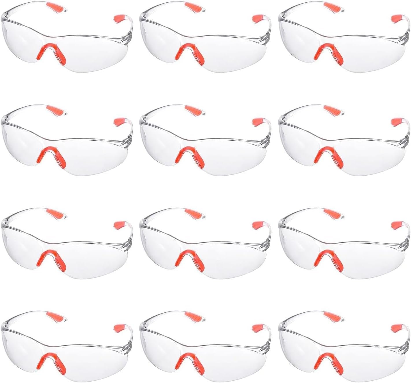 Clear Safety Glasses Eye Protection, Safety Glasses for Men & Women, Clear Eye Protection Glasses Protective Glasses, Eye Protection Goggles with Nose and Ear Grips for Work(12Pcs)