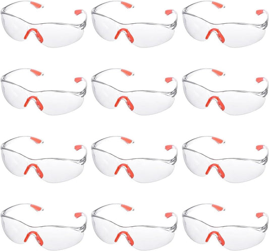 Clear Safety Glasses Eye Protection, Safety Glasses for Men & Women, Clear Eye Protection Glasses Protective Glasses, Eye Protection Goggles with Nose and Ear Grips for Work(12Pcs)
