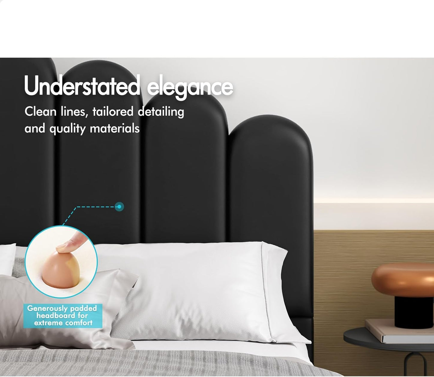 ALFORDSON Bed Frame with Gas Lift Storage Base Queen Size, Bed Platform Foundation with PU Leather Upholstered Tufted Headboard for Mattress Topper, Milton Black