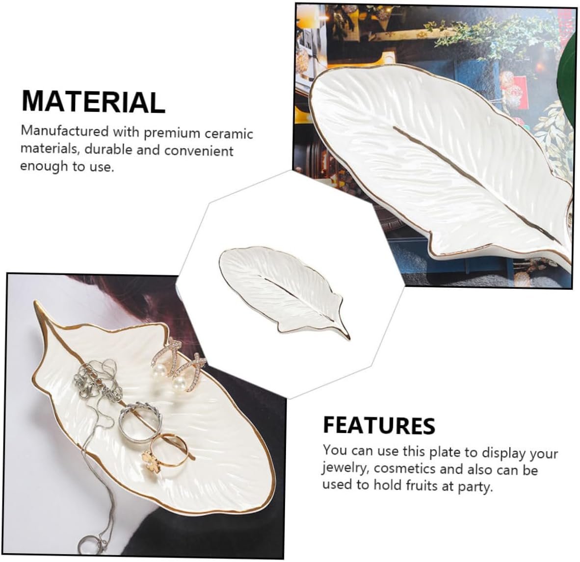 DEARMAMY Storage Tray of 1 Piece Ceramic Case Beautiful Desktop Decor