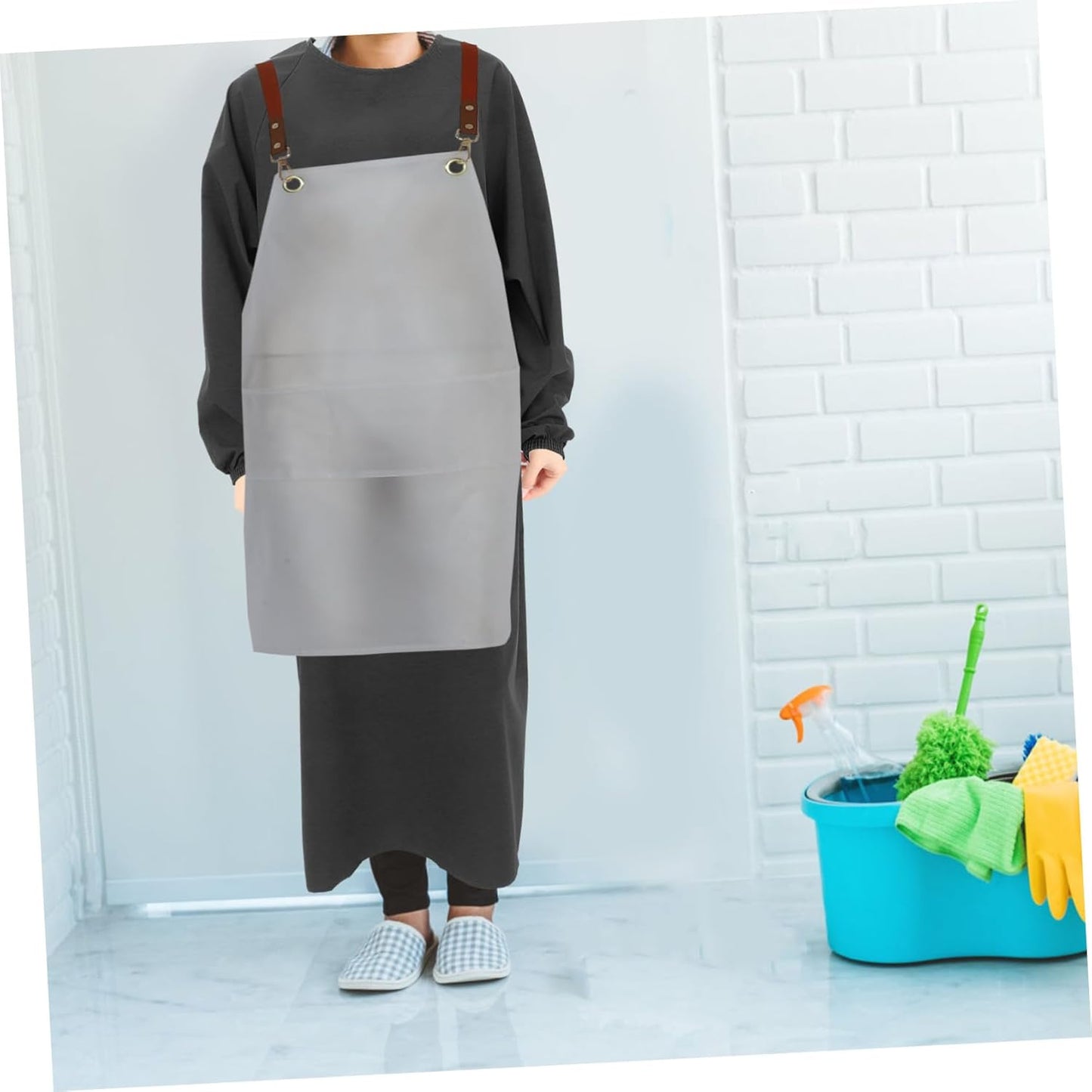 GETAJGHSD Transparent Apron with Adjustable Strap Oil Design for Art Studios Workshops and Home Kitchens Keeps Clothes Clean and Dry for Women