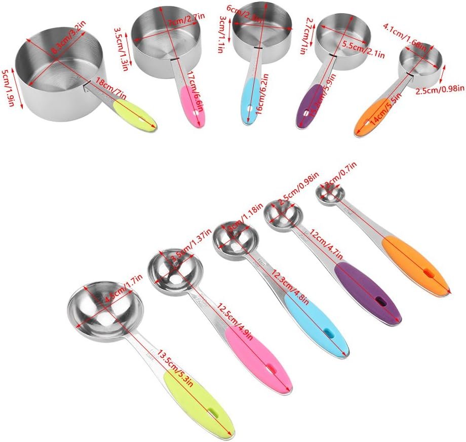Set di Misurini E Cucchiai da 10 Pezzi in Acciaio Inossidabile, Cucchiaino da Cucina Per Utensili da Cucina, Gadget da Cucina Per Cucinare al Forno