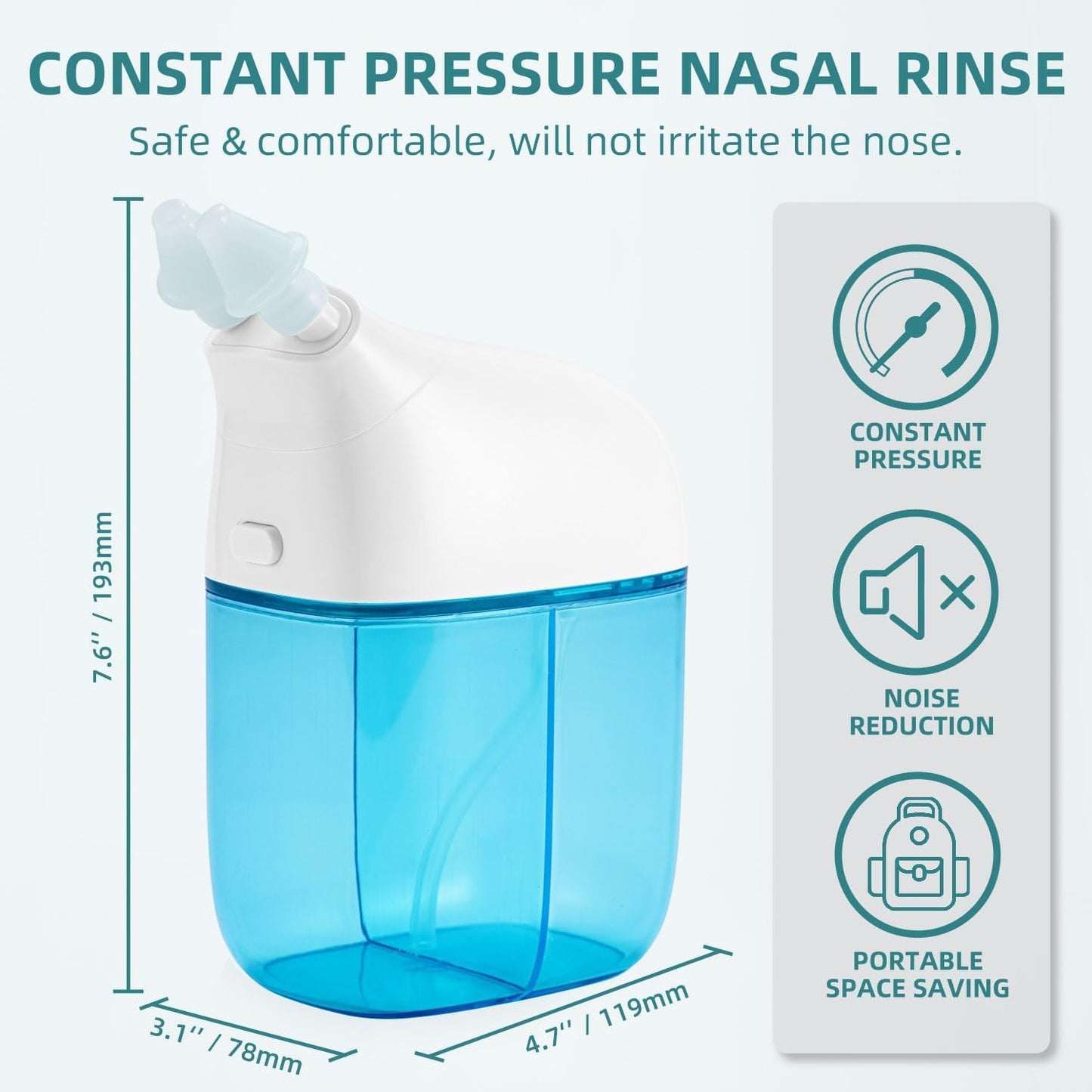 Nasal Irrigation System, Nasal Rinse Machine, Sinus Rinse Machine, Sinus Cleaner Machine with Water Tank & Waste Collection Tank - Nose Cleaner for Sinus,Sinus Adult,Allergy Relief - Blue