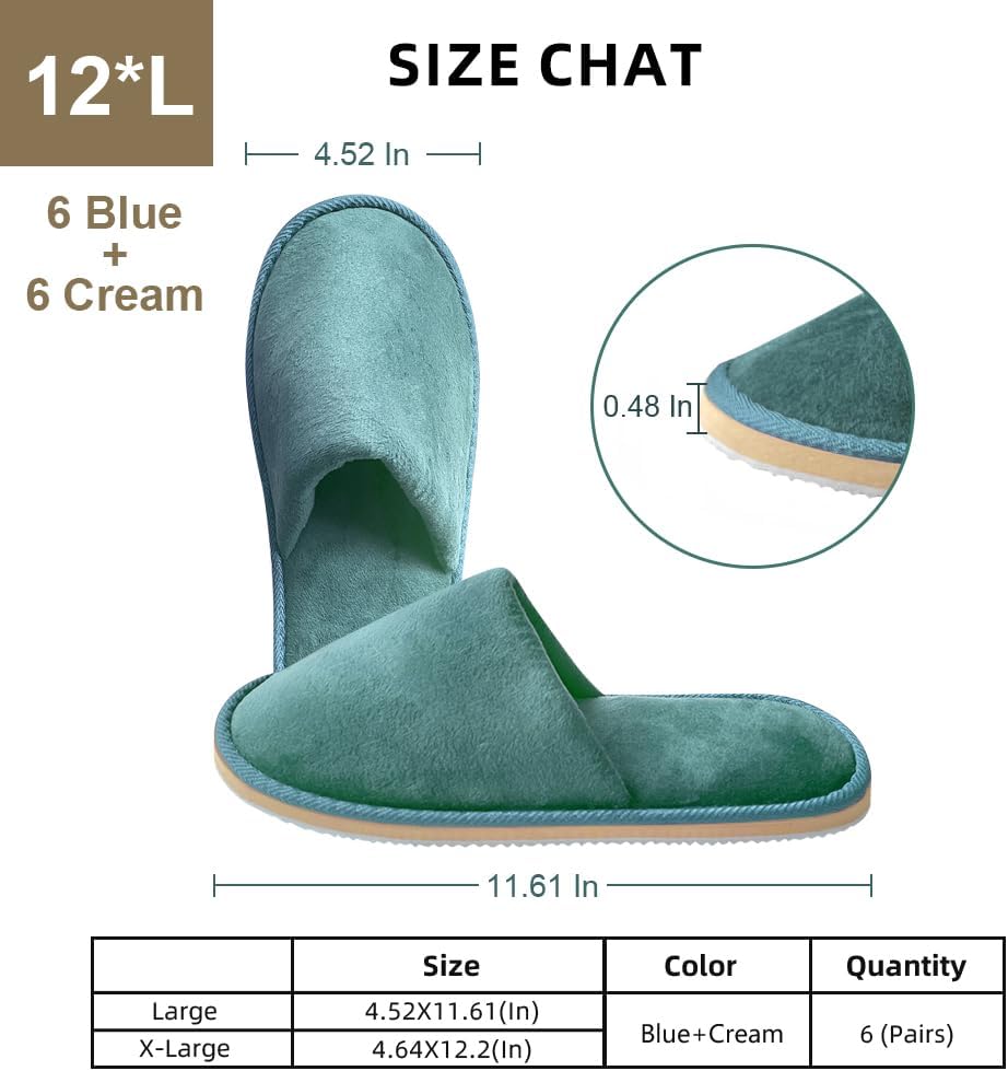 6 Pairs Spa Slippers, Washable & Reusable Closed Toe Disposable Indoor Hotel Slippers, Soft Home Coral Fleece Slipper,Super Soft Crystal Velvet, Padded Sole for Comfort- for Guests, Hotel, Travel ,Wedding