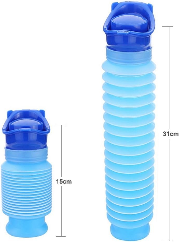 OUTFANDIA Emergency Urinal 750 ML,Portable Mini Outdoor Camping Travel Shrinkable Personal Mobile Toilet Potty Pee Bottle for Kids Adult