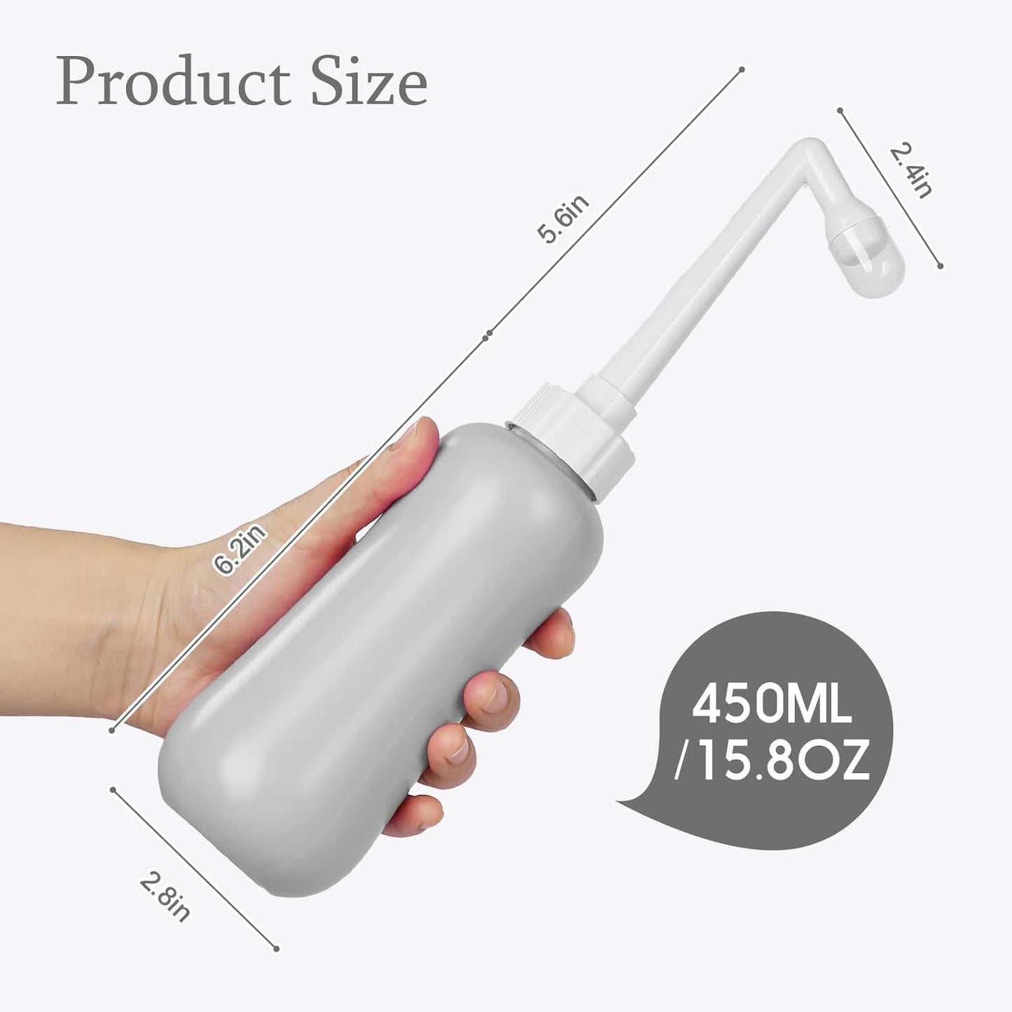 Portable Bidet Travel Large Capacity 450ml(15oz) Personal Bidet Toilet Handheld Bidet Gray