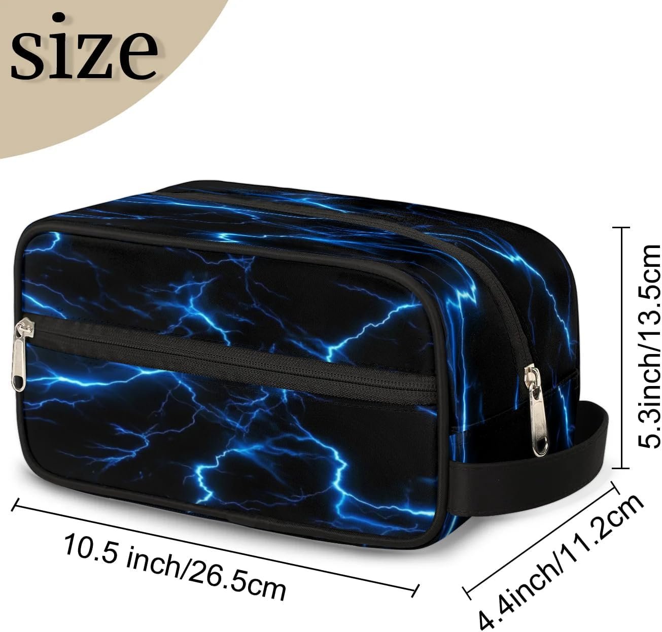 Blue Lightning Bolt Hanging Toiletry Bag,Travel Hygiene Kits for Boys Mens,Waterproof Makeup Carry-on Bags,Cosmetic Bag,TSA Approved Shave Dopp Kit for Toiletries Shower Bathroom Accessories Gifts,