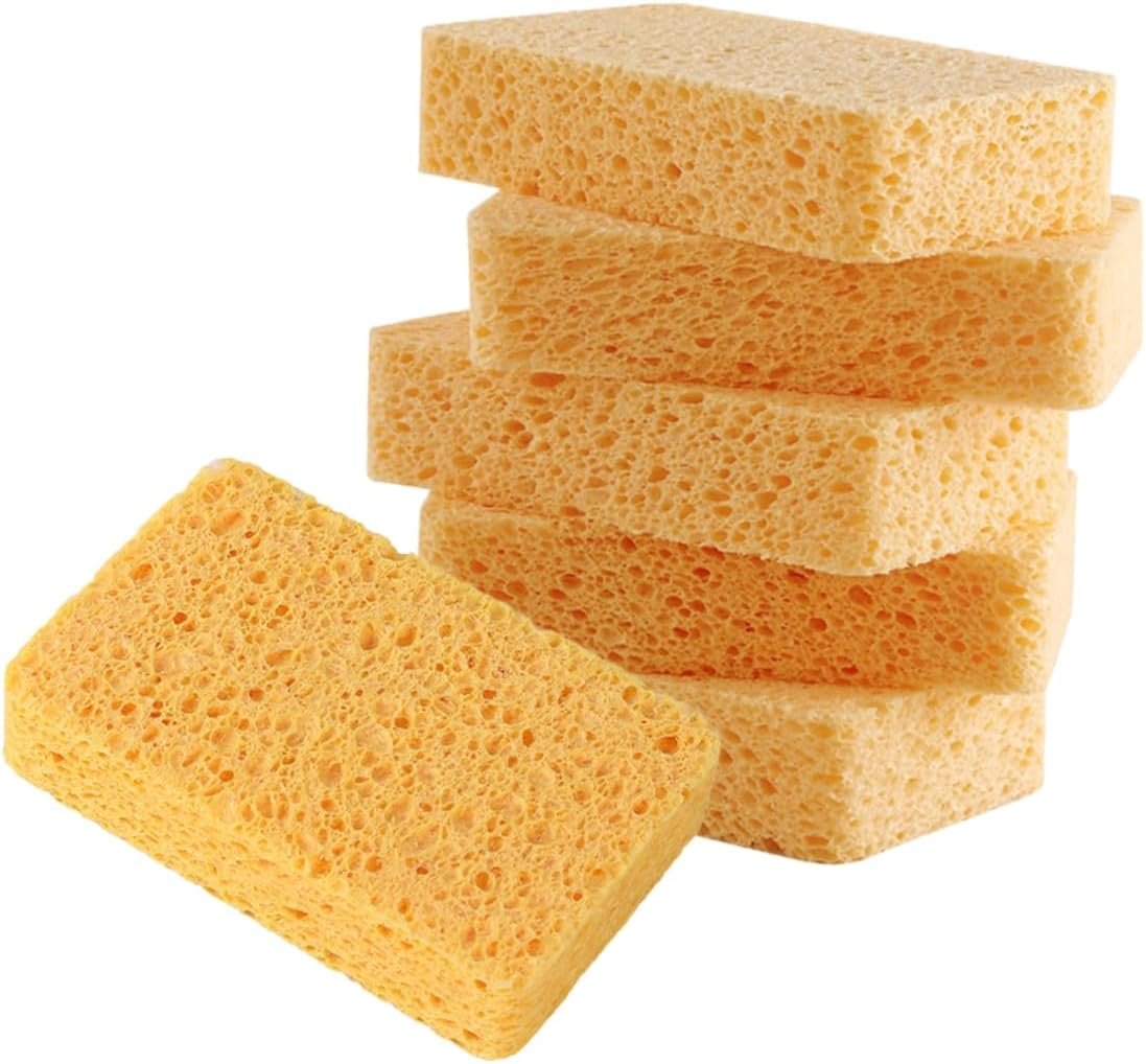 LABRIMP 6pcs Reusable Kitchen Sponge Multi Functional Cleaning Scrub Sponge for Pans Bowls and Cups High
