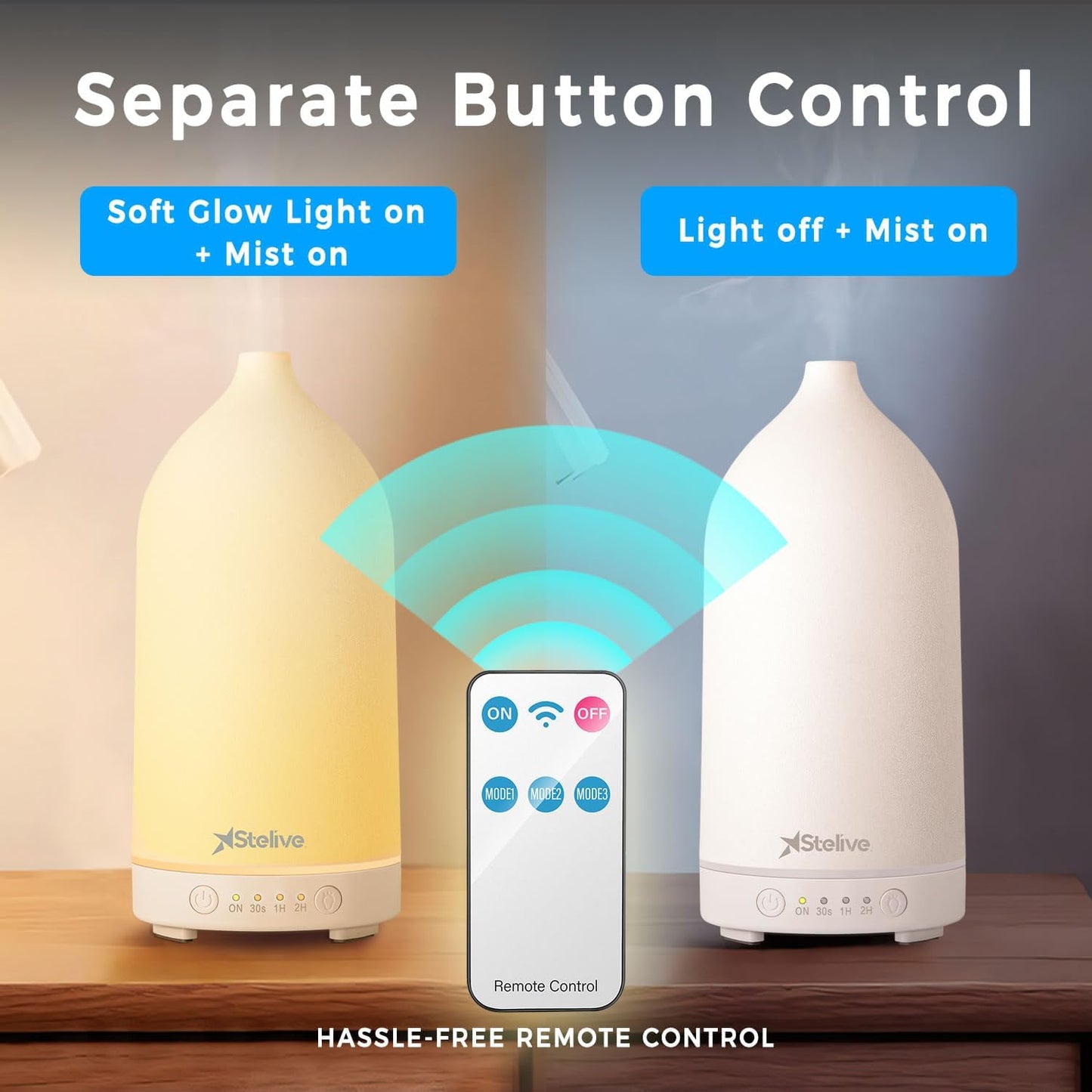 Stelive Essential Oil Diffuser, Ultrasonic Aromatherapy Diffuser 200ML, Aroma Diffuser with 7 Colours LED Night Lights, humidifying Benefits, for a Relaxing and Aromatic Atmosphere at Home or Office