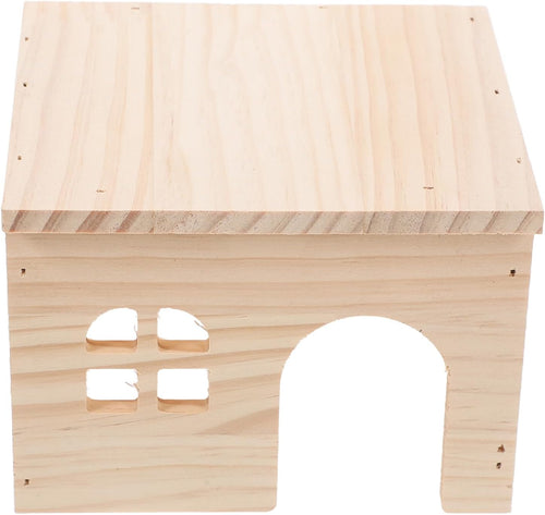 ibasenice Wood Hamster House with Ladder Multifunctional Feeding Watering Platform Adorable Wood Hideout for Hamsters Rats and Gerbils Stylish Cage Accessory for Small Animals