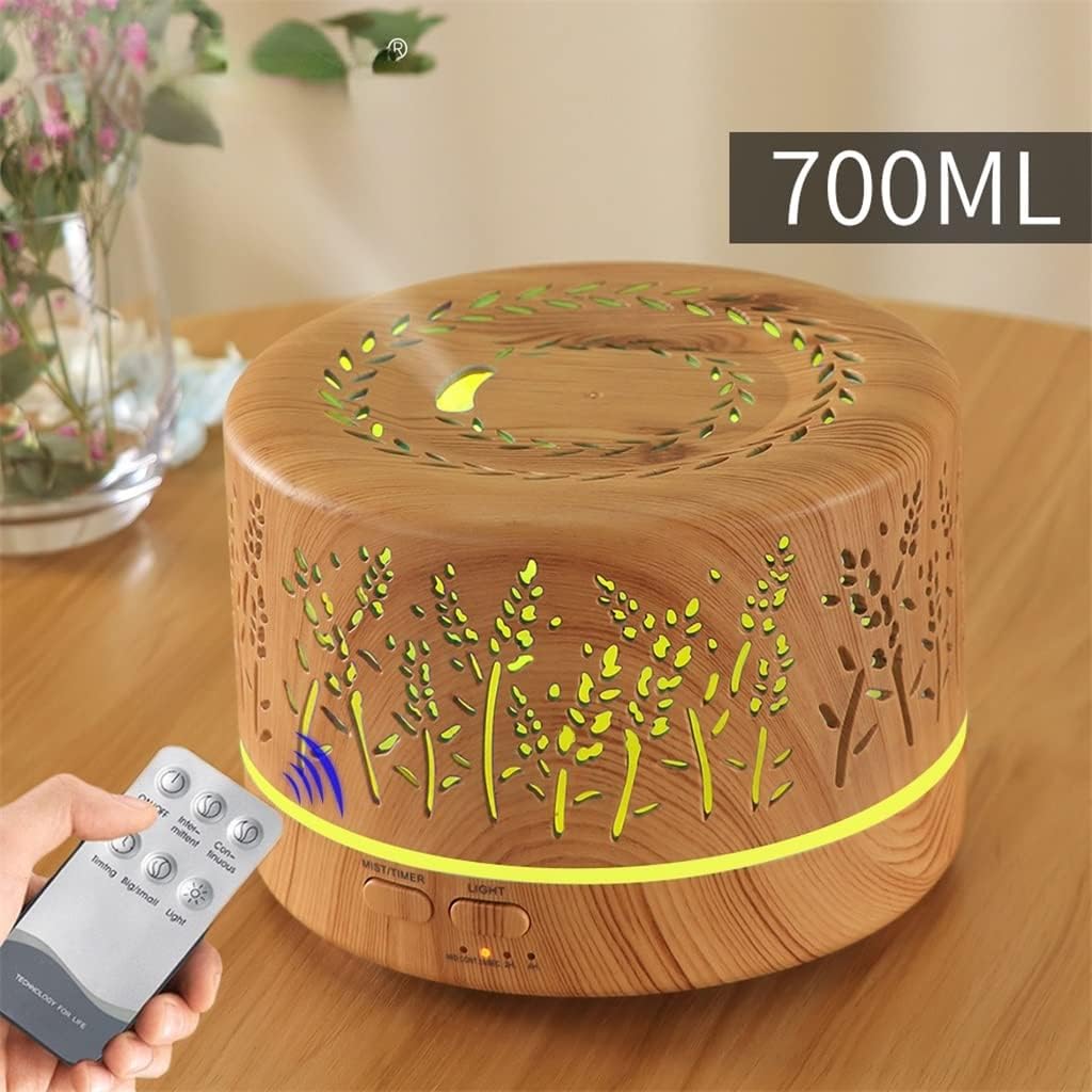 700ml Remote Control Electric Air Humidifier Aroma Diffuser Essential Oil Cool Mist Maker 7 LED Light Coloful(D,JP Plug)