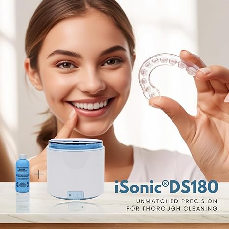 iSonic DS180 Portable Denture/Aligner/Retainer Cleaner for all dental and sleep apnea appliances, DC12V, AC100-240V worldwide