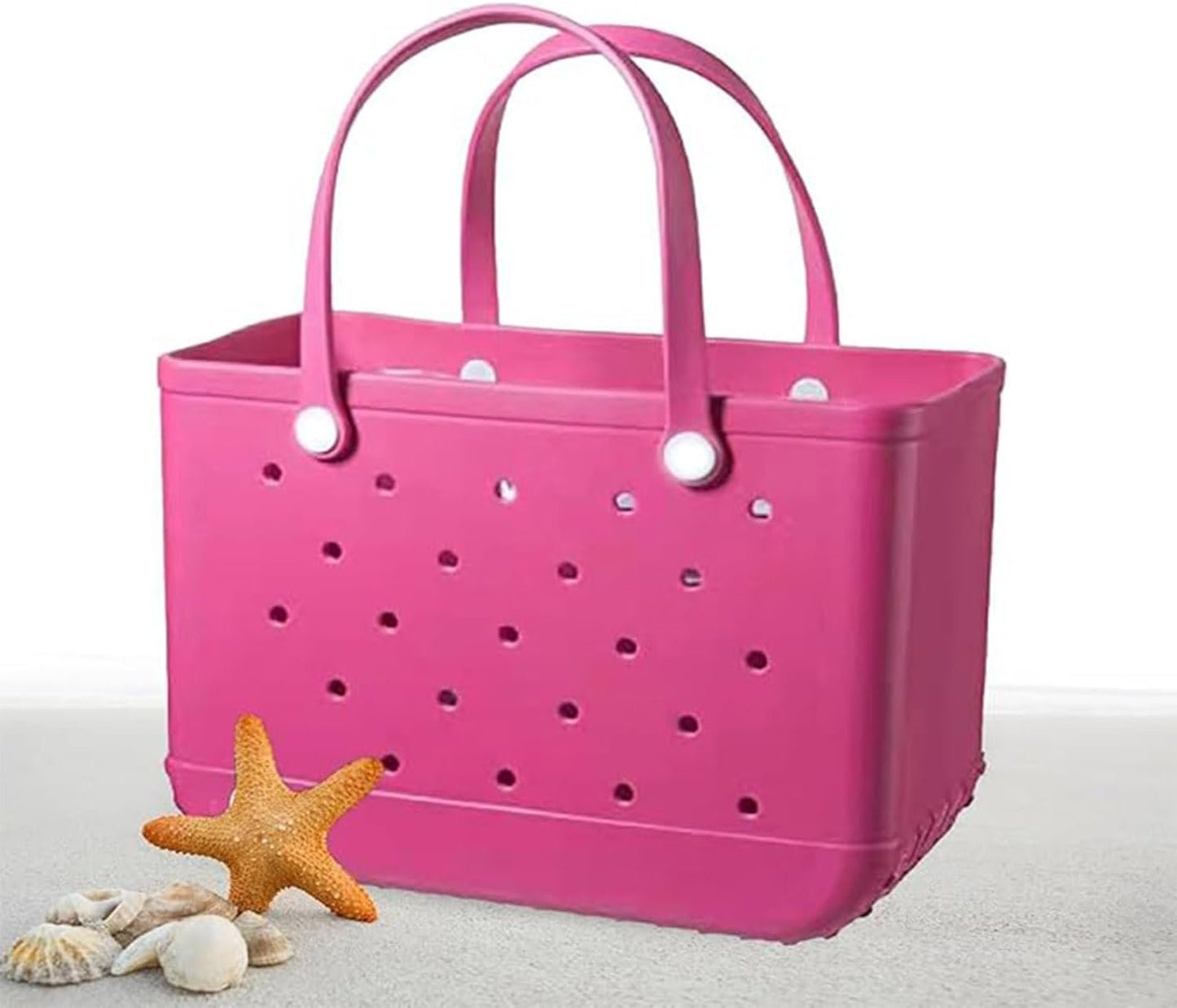 Women Outdoor Rubber Tote Bag,Sports Washable Rubber Tote Bag with Holes | Women's Portable Travel for Beach Sports Swimming Pool