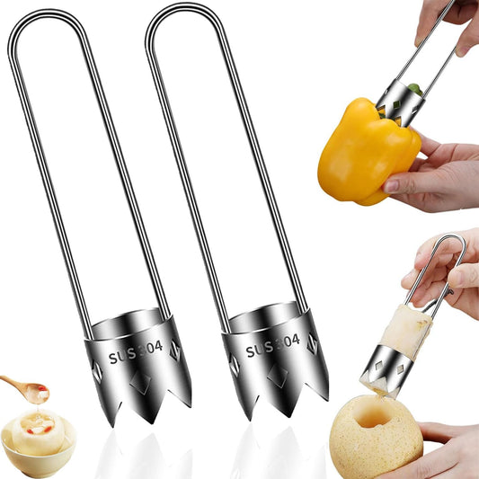 2 Pcs Red Bell Pepper Seed Corer,2024 New 2 in 1 Bell Pepper Corer Tool,Red Bell Peppers Cutter Pepper Seed Remover Tool,Hangable Fruit Corer Tool, for Vegetables Fruit Corer Kitchen Gadget
