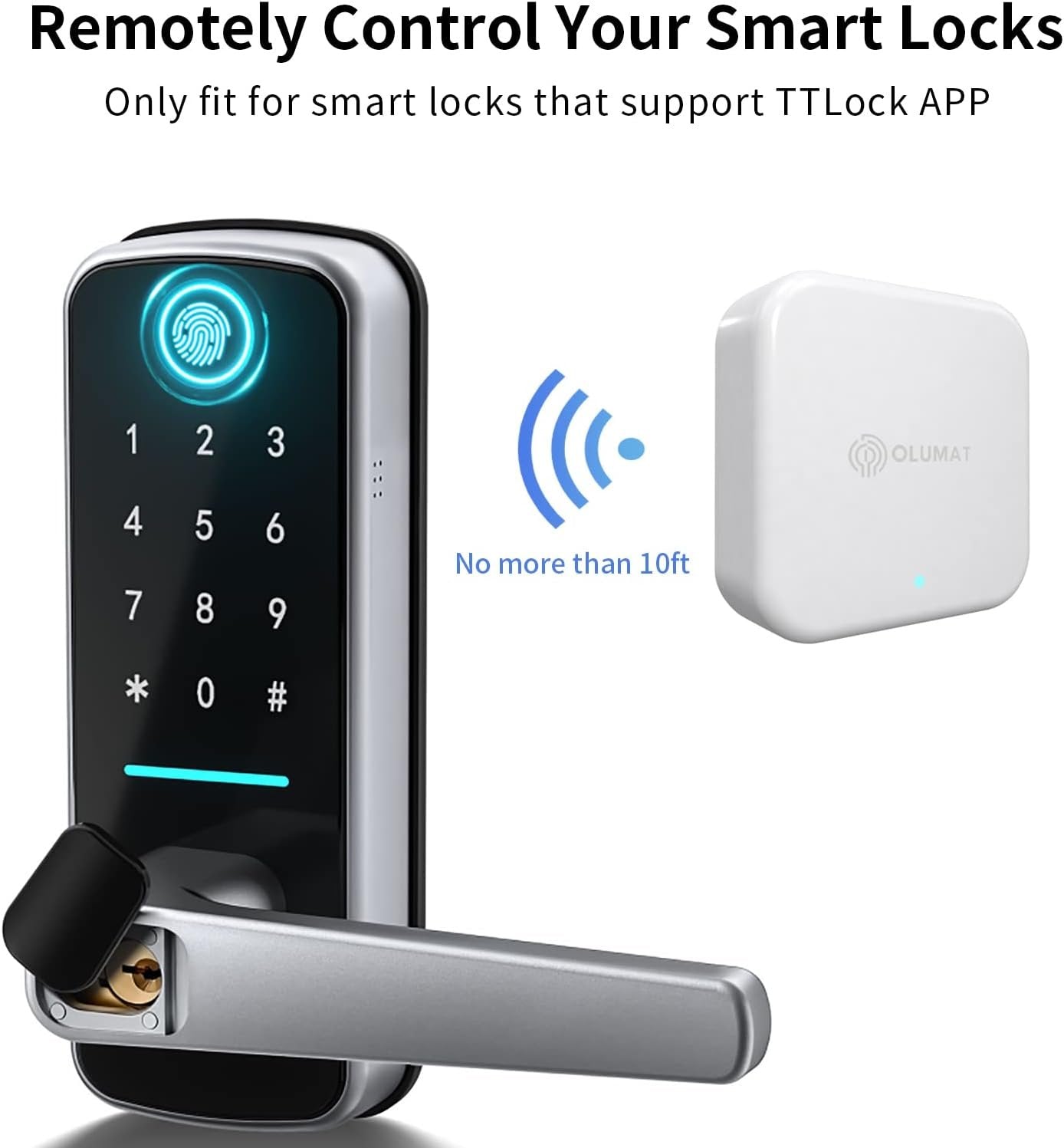 OLUMAT Wi-Fi Gateway, Smart Hub for Remote Control Door Lock with TTLock App, Wi-Fi Bridge Work with Alexa Google Home for Voice Control