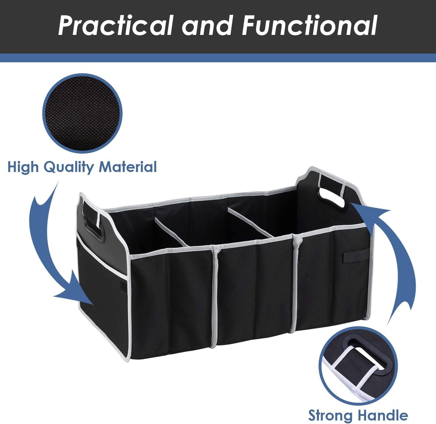 Car Organizer with cooler bag - Expandable, Collapsible Trunk Organiser, Durable, Portable Car Boot Organisation. Perfect for car, home and pet use.