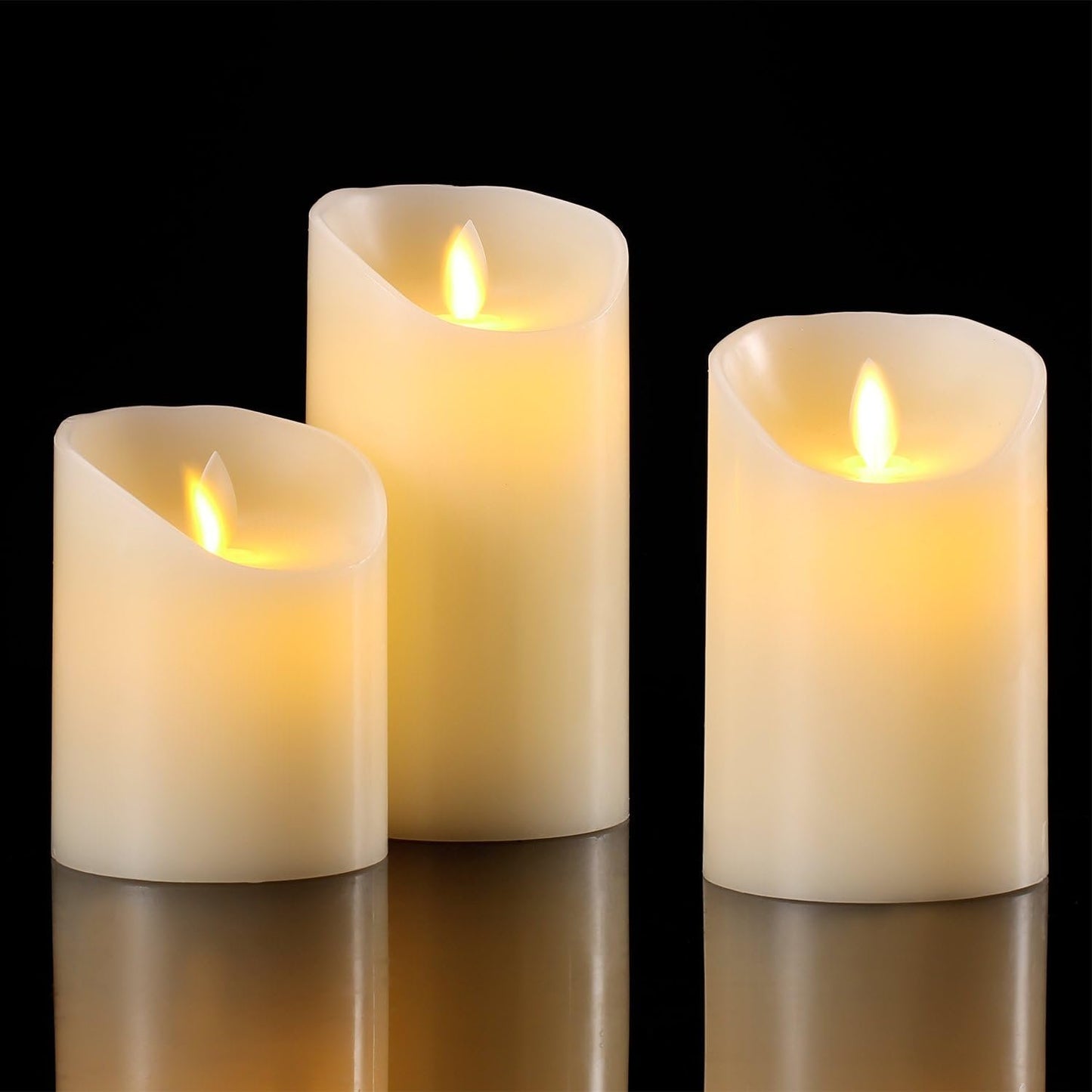 Hausware Flameless Candles Battery Operated Pillar Real Wax Flickering Moving Wick Electric LED Candle Sets 4" 5" 6" Pack of 3 with Remote Control Cycling 24 Hours Timer