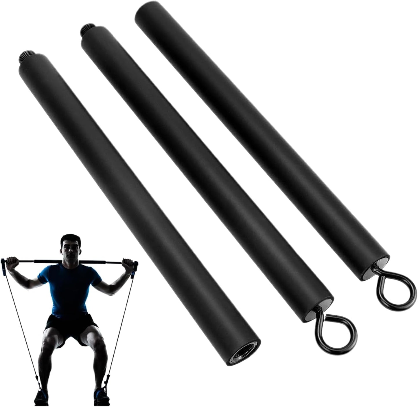 Fitness Bar, Pilates Set, Elastic Strength Trainer Stick, Adjustable Resistance Training Tool, Lightweight with Bands, Portable Gear for Home Camping Outdoor Workout