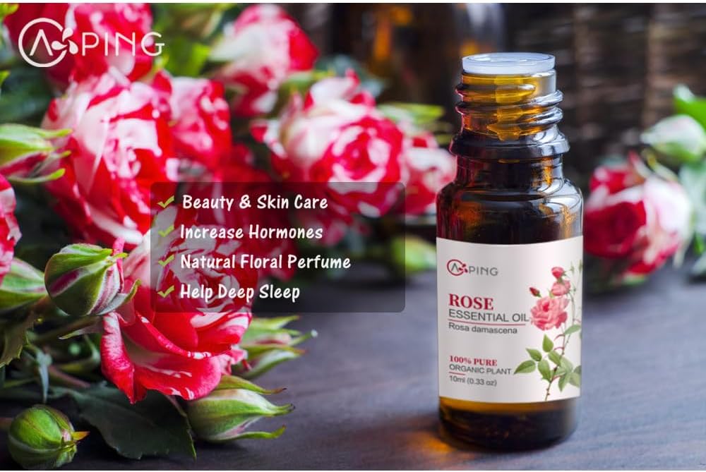 Rose & Sandalwood Essential Oils - 100% Pure Organic Natural Plant Oils for Diffuser, Aromatherapy, Spa, Massage, Yoga, Perfume, Body - 2x10ML