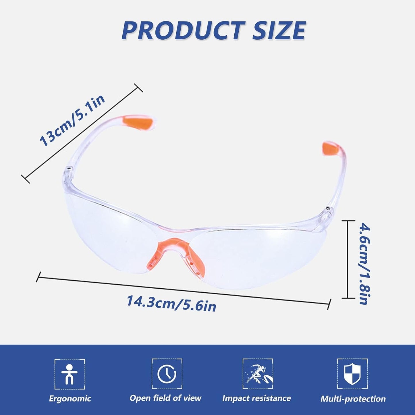 LFRANK 8 Pack of Safety Protection Glasses-Protective Glasses, Safety Goggles Eyewear Eyeglasses for Eye Protection with Clear Plastic Lenses and Featuring Rubber Nose and Ear Grips