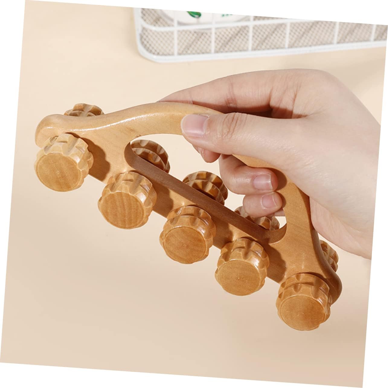 WRITWAA Strumento Di Massaggio a Portatile Manuale Muscolare Muscolo Massaggiatore a Rulli Palla Attrezzo Mano Circolazione Delle Dita Palmare Massaggiante Di Legno