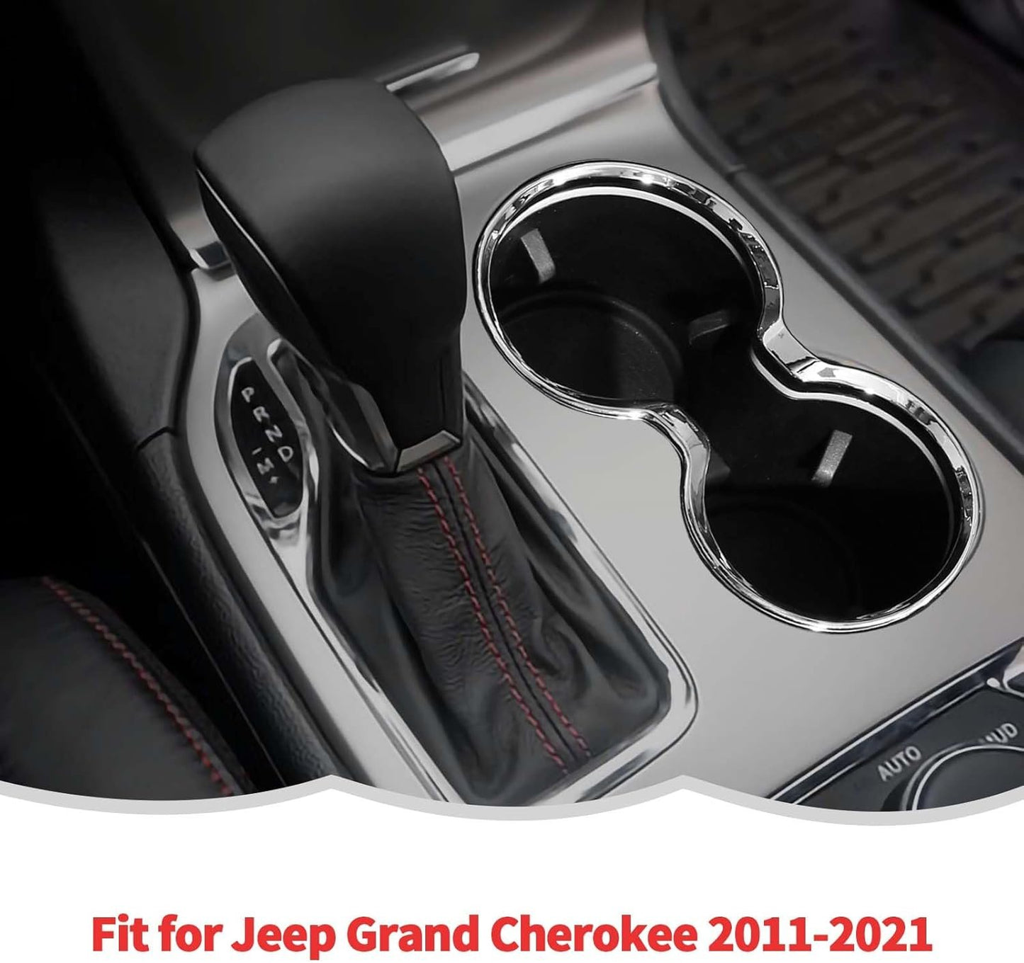 Cup Holder Trim Cover Frame Decorative Interior Accessories for Jeep Grand Cherokee 2011-2021 (Chrome)
