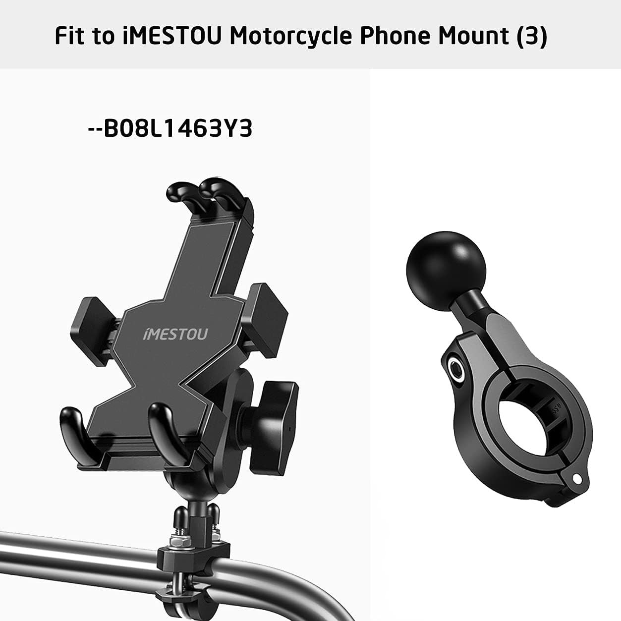 Aluminium 1" Handlebar Ball Adapters Compatible with Ram/iMESTOU Phone Mounts with 1" Ball Sockets