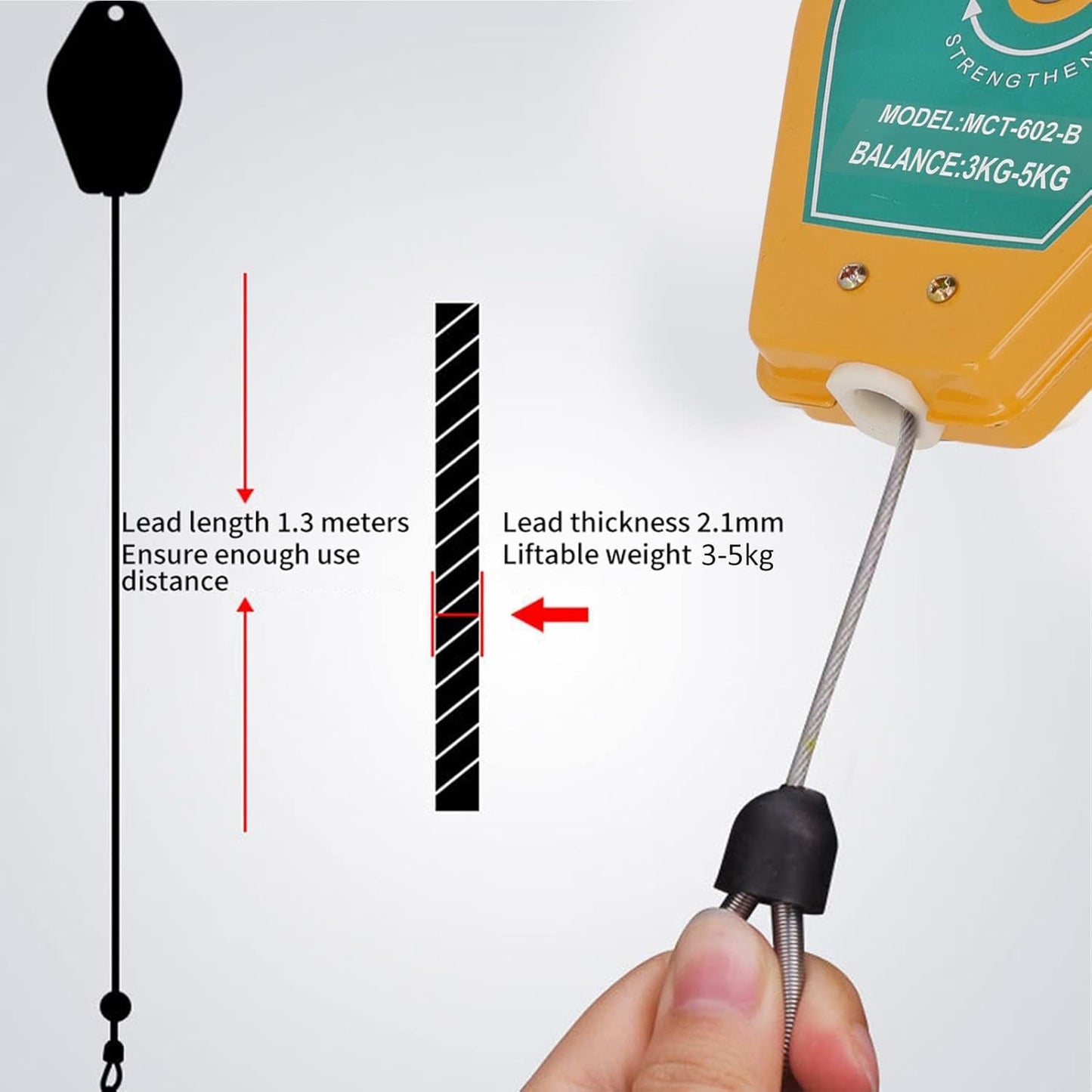 Spring Balancer, 3 to 5Kg Load Small Multi Function Retractable Spring Balancer Strong Bearing and Safe Tool Fixtures Holder Hanging with Safety Device for Assembly Lines