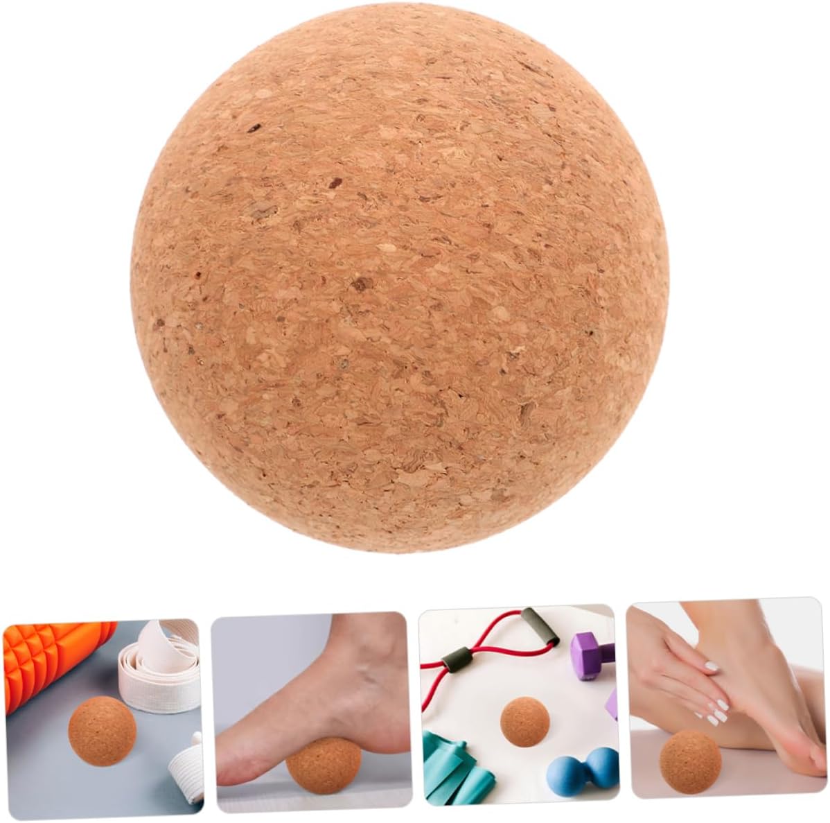 ifundom Palla da Yoga Palla per Massaggiare Palline da Massaggio Manuali di Yoga Sfera di Sughero Strumento di Massaggio All'Indietro Massaggiatore al Collo Trucioli di Sughero