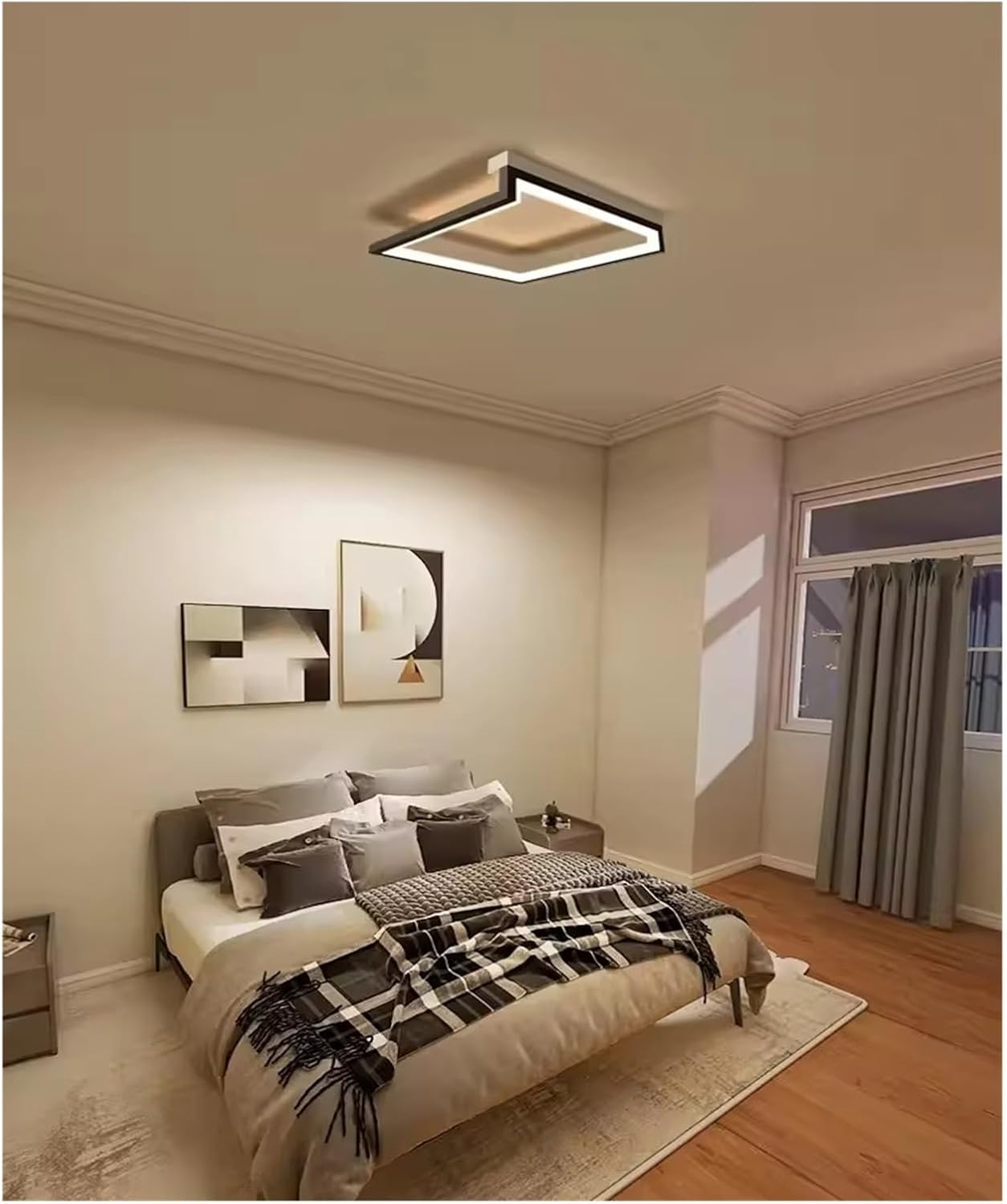 Minimalism Bedroom Ceiling Light Living Room Bedroom Study Ceiling Lamp Kitchen Black Square Ceiling Chandelier Led Smart Ceiling Lighting Fixtures